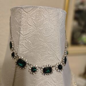 Elegant Silver and Green Gemstone Necklace